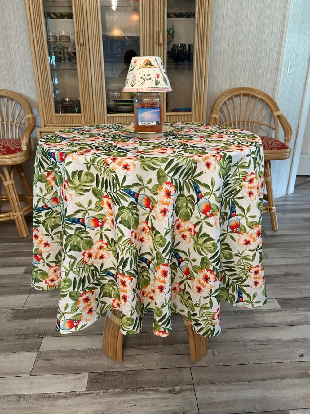 Max Studio Home Birds & Blooms Polyester Tablecloth 70" Round